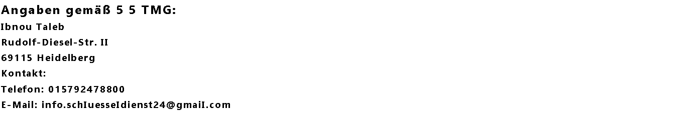 Impressum - Schlüsseldienst Alsdorf
